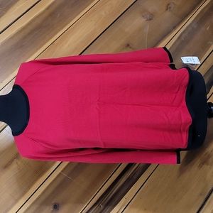 Brand New! Karen Scott Red Curved Hem Long Sleeve Sweater